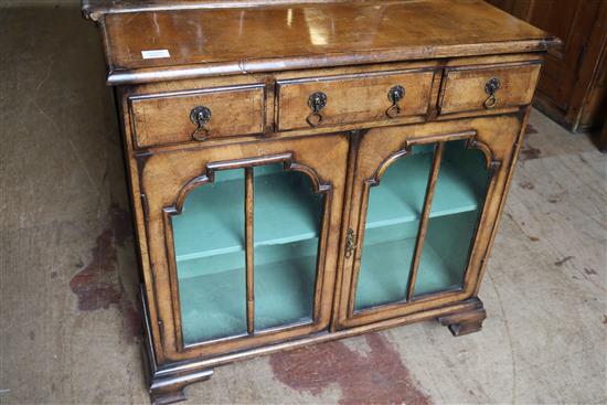 Early Georgian style banded walnut two door glazed cabinet